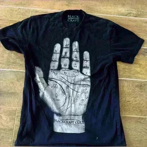 Blackcraft Halloween Voodoo Costume Hand Medium Palm Reader goth emo T Shirt - Picture 1 of 4